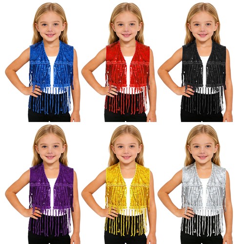 Kids girls sequin vest jackets - kids,