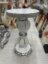 WHITE VENETIAN Mirrored Table Modern Flower Stand Bed Side Lamp Romany Mosaic