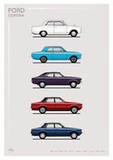 POSTER - FORD CORTINA EVOLUTION - (A4 A3 A2 Sizes) Car Ghia, Mk3, Mk4
