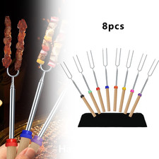 8X Marshmallow Toasting Forks Smores Sticks for BBQ Fire Pit Telescoping Marshm