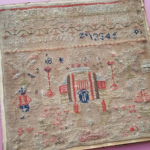 Sampler antique hand - sampler,