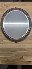 antique Chinoiserie oval mirror, around early 1900s, hardwood bevel-edged glass