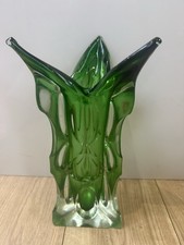 Czech Green Glass Vase