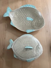 1930’s Shorter & Son Staffordshire Pottery Fish Serving Platter & Bowl/Tureen