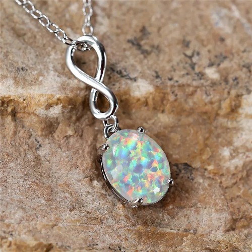 White opal fire oval - white,