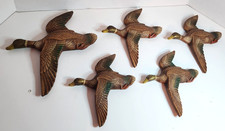 Set 5 Vintage Flying Mallard Wall Hangings Composite 1 ~8", 2~ 6 1/2", 2~ 5 1/2