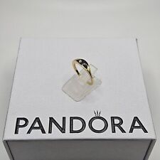Genuine Pandora Gold Me Halved Enamel Signet Ring ALE MET #163325C01 Size- 52