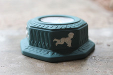 Wedgwood Teal Jasperware Votive Tea Light Candle Holder, Cherubs with Box