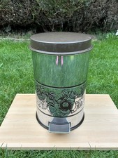 Vintage 1970’s Brabantia Metal Dark Brown & Silver Pedal Bin - Retro Floral