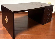Japanese Wooden Foldable Literary Desk Low Table with Drawers W78×D40×H32cm USED