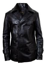 WW2 MENS GERMAN CLASSIC LEATHER JACKET MILITARY OFFICER UNIFORM LEATHER COAT