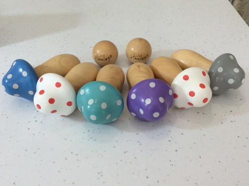 Hamleys wooden toy bowling set - wooden,