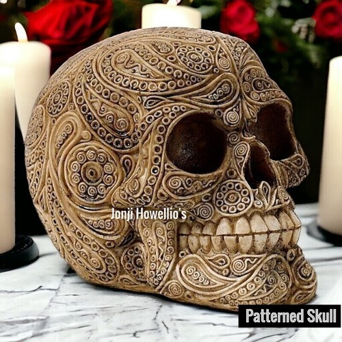 Damask skull gothic ornament - damask,