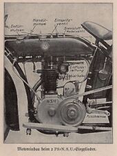 NSU Single Cylinder Motorcycle Engine - 1926 - Historical Picture ~8x11cm -