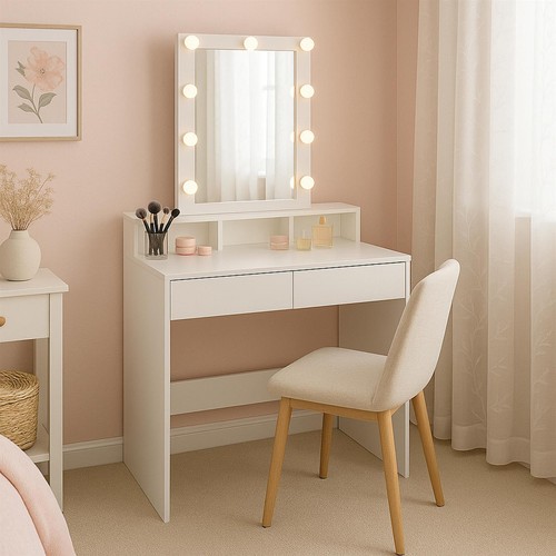 Wooden dressing table with led - with,