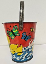 Vintage Child’s Enamel Metal Bucket – Marked “FOREIGN”, Probably German, 1950s