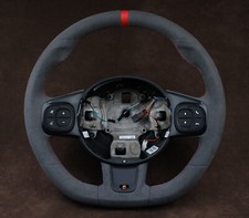 Fiat 500 ABARTH custom Steering Wheel 595 flat bottom Alcantara 12 o'clock red