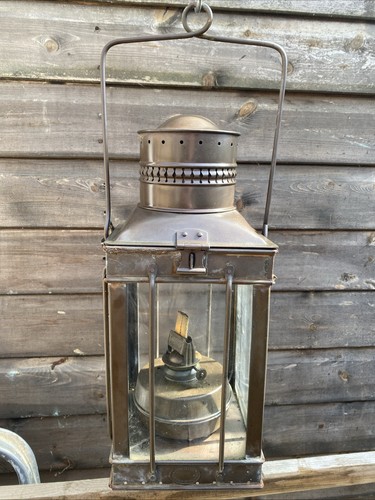 Vintage brass oil lantern - vintage,