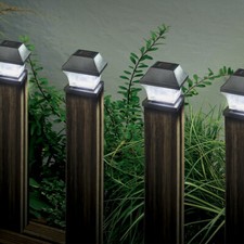 4 PACK Solar Power Fence Post Topper Light Downlight Walkway Garden Driveway