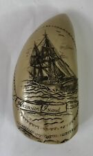 Vintage Ascension Island Faux Scrimshaw, Whales Tooth, Ship & Cannon Design