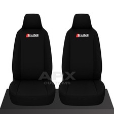 For Audi S line 2x Front Black Waterproof Airbag Compatible Seat Cover