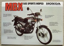 HONDA MBX 50S SPORTS MOPED Motorcycle Sales Specification Leaflet 1980s