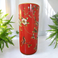 Umbrella Stand / Stick Holder - Chinese Ceramic - Chaffinches and Flowers