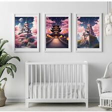 set of 3 castle A4 nursery wall art prints home decor gift for her kids 
