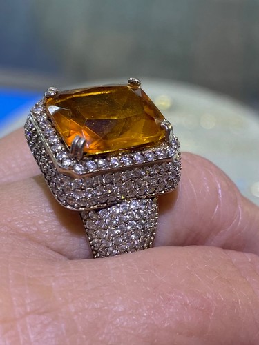 Citrine large yellow - yellow, pave