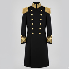 Black Admiral's Tailcoat - Naval Dress Uniform Military Formal Coat - Tailored