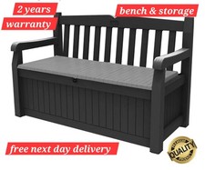 Garden Bench Keter Eden Plastic Storage Patio 265L Anthracite Grey Seat Durable