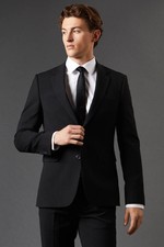 Burton Mens Suit Blazer Black Regular Fit Formal Smart Workwear Wedding
