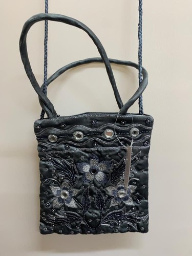 Grey embroidered crossbody bag - grey,