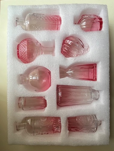 Pink glass bud vases - bud,