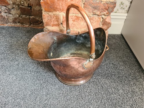 Antique copper coal scuttle - copper,