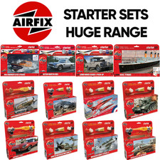 Airfix Model Kit Starter Sets - Cars, Planes, Tanks, Ships w/Paint, Glue, Brush