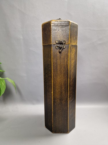 Vintage wooden hexagonal wine - wooden,