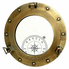 Porthole 12" Brass Antique Maritime Nautical Ship Boat Window Mirror Wall Decor