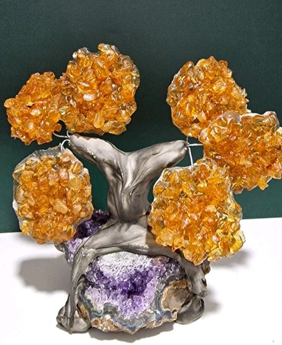 Gemstone tree ornament citrine - gemstone,