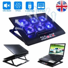 12"-17" Quiet Laptop Notebook Cooler Cooling Pad Mat Stand 6 Fans 2 USB Powered