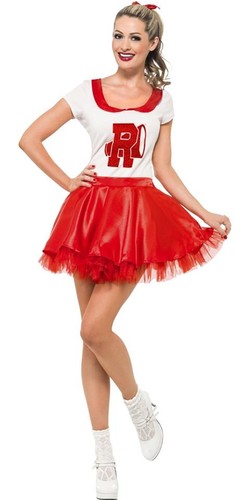 Ladies red white grease - red,