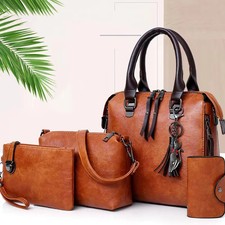 4PCS Women’s Luxury Leather Handbag Set Designer Tote Shoulder Bag Purse