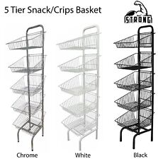 New 5 tier free standing white basket unit stands for retail shop display