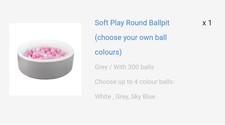 Baby/Toddler Soft Ball Pit Grey White Faux Leather  300 Balls Blue, White, Grey