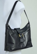 Gigi , Soft , V DARK NAVY BLUE LEATHER HOBO / SHOULDER BAG Medium Size