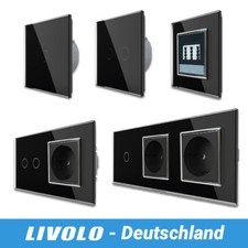 LIVOLO touch sensor light switch dimmer changeover switch sockets glass frame
