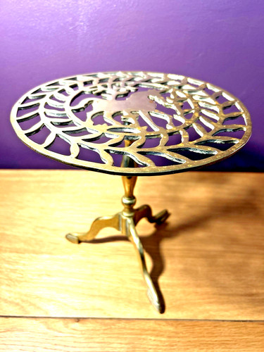 Tall brass trivet pot stand - tall,