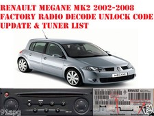 Renault Megane MK2 2002-2008 Factory Radio Decode Unlock Code Car CD Radio 