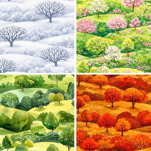 Seasonal pastures fabric 4 - pastures,