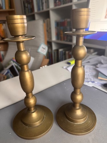 Pair brass candlesticks - a,